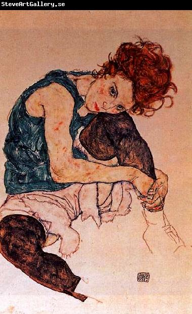 Egon Schiele Seated Woman with Bent Knee